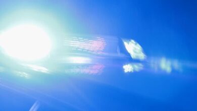 Blaulicht Polizeiauto bei Nacht