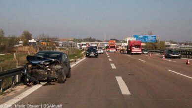 Unfall und Folgeunfall auf A8 bei Burgau am 08042017