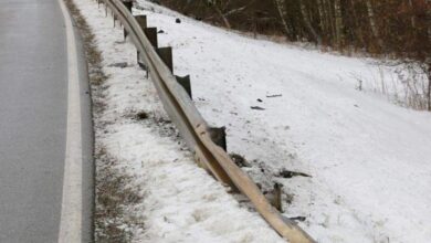 Leitplanke Schnee Winter