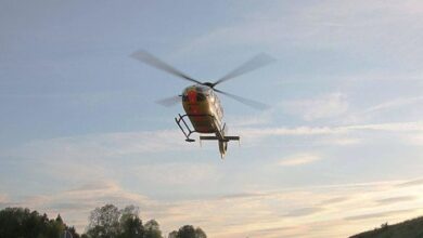 Rettungshubschrauber Anflug ADAC