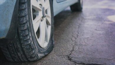 Plattfuss an Autoreifen