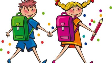Schulkinder Schulweg