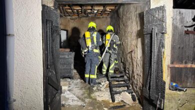 Schnelles Eingreifen verhindert Großbrand in Lauingen: Lagerraum und Restmülltonnen in Flammen