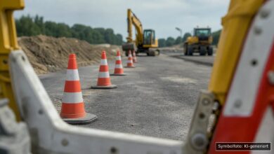 KI-generiertes Symbolfoto zu Verkehrsmeldung / Bauarbeiten bei Adenauerbrücke zwischen Ulm und Neu-Ulm