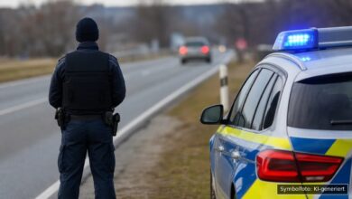 KI-generiertes Symbolfoto zu Polizeieinsatz (Verkehrskontrolle) bei Donauwörth