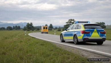 KI-generiertes Symbolfoto zu Verkehrsunfall bei B308 zwischen Oberstaufen und Immenstadt