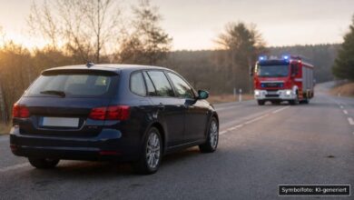 KI-generiertes Symbolfoto zu Fahrzeugbrand bei Burgau