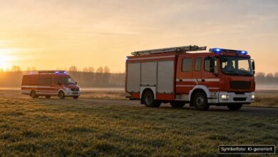 KI-generiertes Symbolfoto zu Fahrzeugbrand bei Riedlingen, B312, Parkplatz Höhe Zell