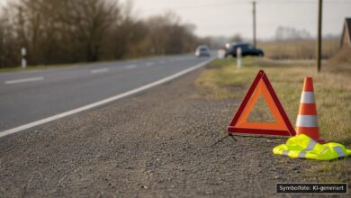 KI-generiertes Symbolfoto zu Verkehrsunfall mit Unfallflucht bei Donauwörth