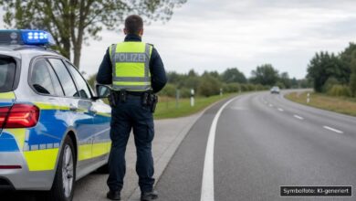 KI-generiertes Symbolfoto zu Verkehrsunfall / Unfallflucht bei Auchsesheim, Bundesstraße 16