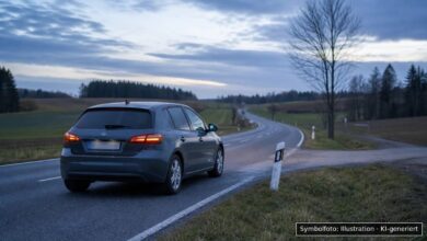 KI-generiertes Symbolfoto zu Verkehrsunfall bei Weidenbach, Landkreis Ansbach