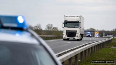 KI-generiertes Symbolfoto zu Verkehrsunfall bei A8 zwischen Adelsried und Neusäß