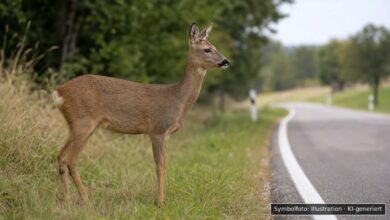 KI-generiertes Symbolfoto zu Wildunfall bei Staatsstraße 2214 zwischen Wemding und Monheim