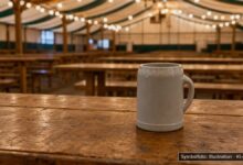KI-generiertes Symbolfoto zu Todesfall / Unglücksfall bei München-Riem, Bereich des Oktoberfest-Camps