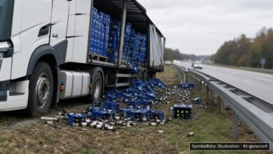 KI-generiertes Symbolfoto zu Verkehrsunfall bei A8 in Richtung Stuttgart, kurz vor der Anschlussstelle Burgau, Jettingen-Scheppach
