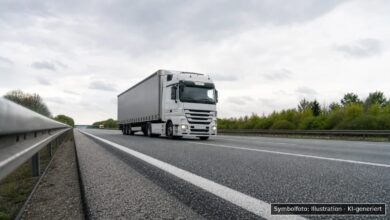 KI-generiertes Symbolfoto zu Verkehrsunfall bei BAB 96 bei Memmingen, Fahrtrichtung München