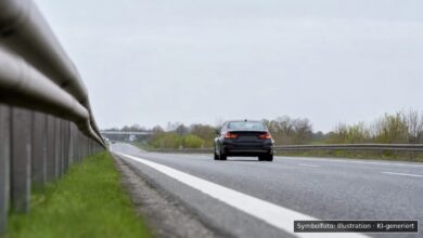 KI-generiertes Symbolfoto zu Verkehrsunfall bei A96 bei Wiedergeltingen