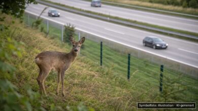 KI-generiertes Symbolfoto zu Verkehrsunfall bei A96 bei Wiedergeltingen