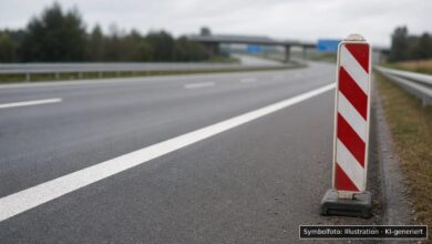 KI-generiertes Symbolfoto zu Verkehrsunfall bei A7 bei Illertissen, Fahrtrichtung Ulm