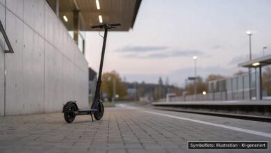 KI-generiertes Symbolfoto zu Unbefugter Gebrauch eines Fahrzeugs bei Buchloe, Bahnhof bei der Volkshochschule