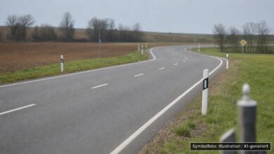 KI-generiertes Symbolfoto zu Verkehrsunfall bei Derching, Neue Bergstraße / Einmündung AIC25