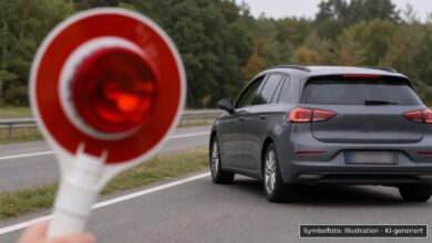 KI-generiertes Symbolfoto zu Verkehrskontrolle / Fahrt unter Drogeneinfluss bei Donauwörth