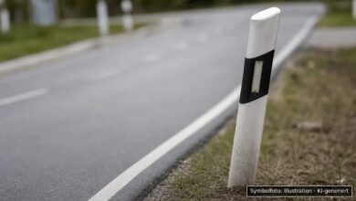KI-generiertes Symbolfoto zu Verkehrsunfallflucht bei Donauwörth, Zufahrt zum Platz der Begegnung