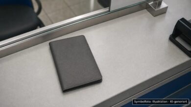 KI-generiertes Symbolfoto zu Grenzkontrolle / Einreiseverweigerung bei Flughafen Memmingen, Memmingerberg