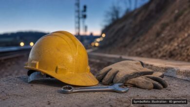 KI-generiertes Symbolfoto zu Arbeitsunfall bei Geislingen an der Steige, Höhe Ziegelhütte, neben der Bahnstrecke Amstetten–Geislingen