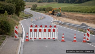 KI-generiertes Symbolfoto zu Sperrung / Nachbesserungsarbeiten bei Gerlenhofen