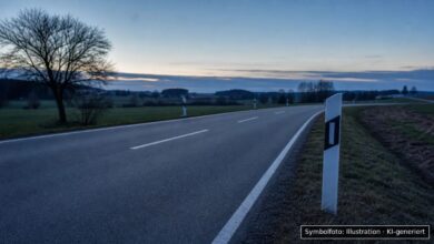 KI-generiertes Symbolfoto zu Verkehrsunfall mit Alkoholverdacht bei Bad Grönenbach