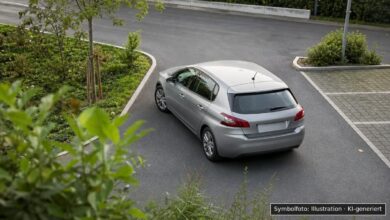 KI-generiertes Symbolfoto zu Verkehrsunfall bei Langenau, Parkplatz Pfleghofhalle, Freistegstraße