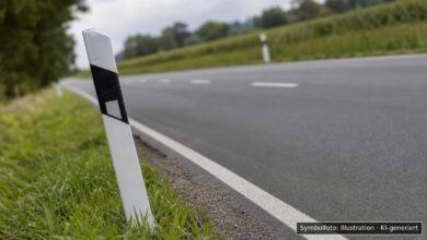 KI-generiertes Symbolfoto zu Verschmutzung der Fahrbahn / Feuerwehreinsatz bei Breitenbrunn und Loppenhausen
