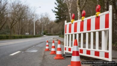 KI-generiertes Symbolfoto zu Gehwegsperrung bei Neu-Ulm, Brückenstraße