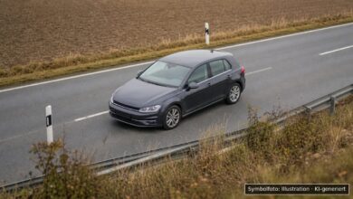 KI-generiertes Symbolfoto zu Verkehrsunfall bei B16 bei Wattenweiler, Neuburg an der Kammel