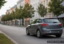 KI-generiertes Symbolfoto zu Verkehrsunfall mit Fahrzeugbrand bei Nördlingen, Wemdinger Straße