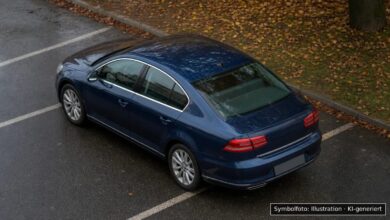 KI-generiertes Symbolfoto zu Unfallflucht bei Nördlingen, Parkplatz am Friedhof in der Bozener Straße