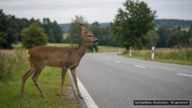 KI-generiertes Symbolfoto zu Wildunfall bei Kreisstraße 1410 zwischen Faurndau und Jebenhausen, Göppingen