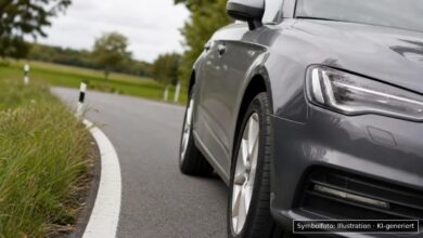 KI-generiertes Symbolfoto zu Verkehrsunfall mit Unfallflucht bei Bundesstraße B2 bei Monheim, nahe der Abzweigung Rehau