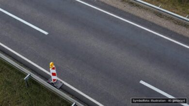 KI-generiertes Symbolfoto zu Verkehrsunfallflucht bei Neu-Ulm, B10, Baustellenbereich der Adenauerbrücke