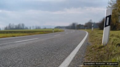 KI-generiertes Symbolfoto zu Verkehrsunfall mit Unfallflucht bei K7506 zwischen Hürbel und Gutenzell, Höhe Dissenhausen (Gutenzell-Hürbel)