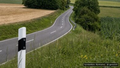 KI-generiertes Symbolfoto zu Verkehrsunfall mit Personenschaden bei Staatsstraße 2038 zwischen Königsbrunn und Mering