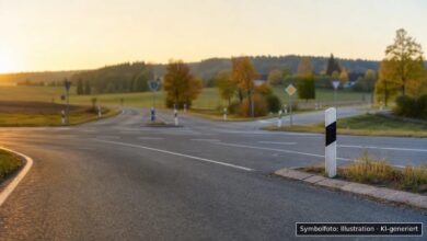 KI-generiertes Symbolfoto zu Verkehrsunfall bei Bad Hindelang, Kreuzung Schwandenweg/Bergweg