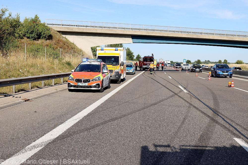 Unfall A8 Leipheim - Kreuz Elchingen 17072022