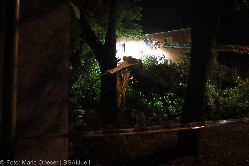 Neu-Ulm Baum Blitzschlag gegen Gebaaude 21072022