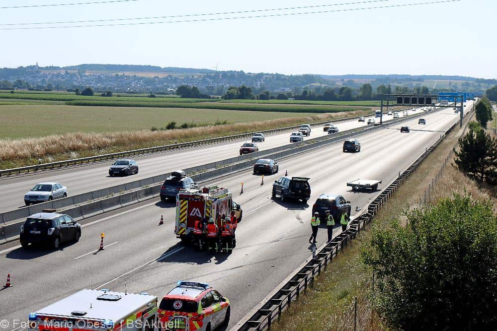 Unfall A8 Leipheim - Kreuz Elchingen 17072022