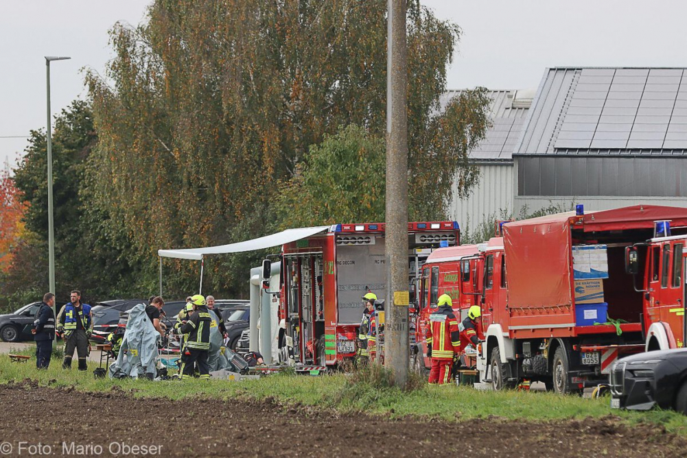 Große Katastrophenschutz-Übung bei Firma Rigdon in Günzburg