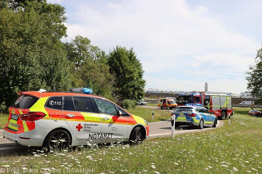 Unfall A8 AS Leipheim Ausfahrt 09072022