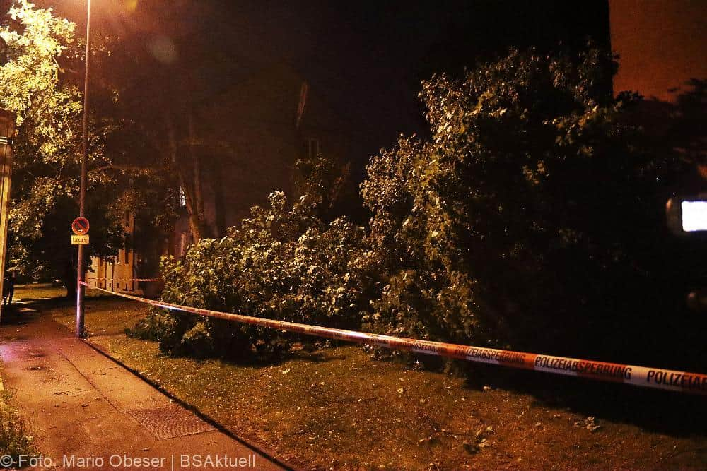 Neu-Ulm Baum Blitzschlag gegen Gebaaude 21072022