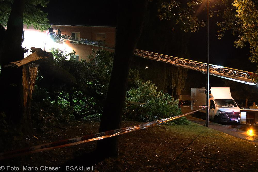 Neu-Ulm Baum Blitzschlag gegen Gebaaude 21072022